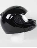 Gloss Black DOT certified Flip-Up/Modular Full Face Motorcycle Helmet with a Dual Shield System