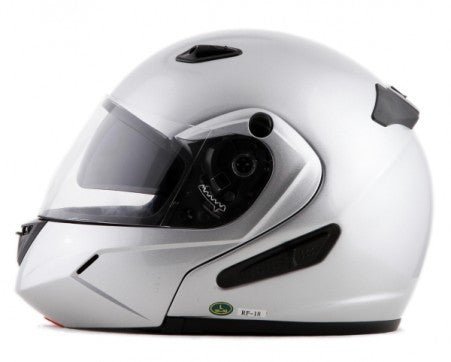 Silver DOT certified Flip-Up/Modular Full Face Motorcycle Helmet with a Dual Shield System