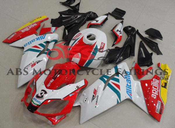 White and Red #3 Fairing Kit for a 2006, 2007, 2008, 2009, 2010, 2011 Aprilia RS125 motorcycle
