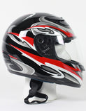 DOT Full Face Black, Red, Silver & White Kings Motorcycle Helmet - RZ80RG
