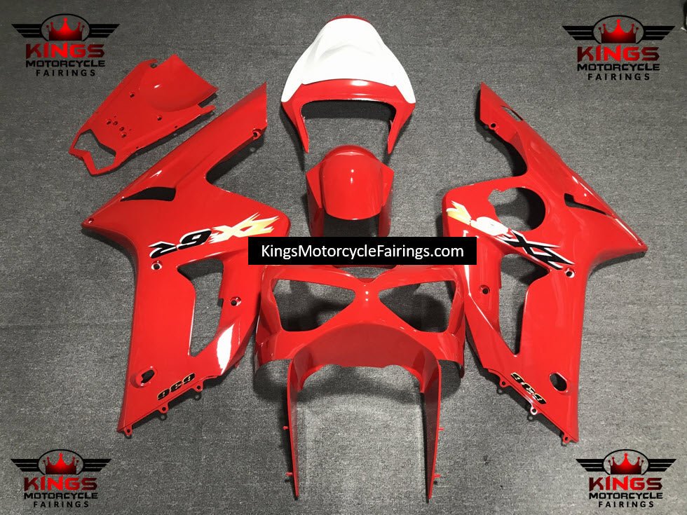 Red, Black, Yellow and White Fairing Kit for a 2003 & 2004 Kawasaki ZX-6R 636 motorcycle