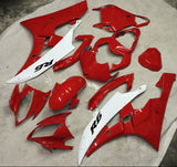 Red and White Fairing Kit for a 2006 & 2007 Yamaha YZF-R6 motorcycle