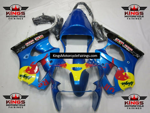 Fairing kit for a Kawasaki ZX6R 636 (2000-2002) Blue Red Bull