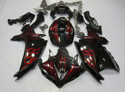Yamaha YZF-R1 (2007-2008) Black & Red Flame Fairings