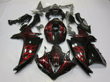 Black and Red Flames Fairing Kit for a 2007 & 2008 Yamaha YZF-R1 motorcycle