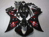 Black and Red Flames Fairing Kit for a 2012, 2013 & 2014 Yamaha YZF-R1 motorcycle