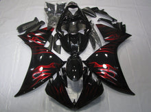 Black and Red Flames Fairing Kit for a 2009, 2010 & 2011 Yamaha YZF-R1 motorcycle
