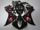 Black and Red Flames Fairing Kit for a 2009, 2010 & 2011 Yamaha YZF-R1 motorcycle