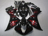 Black and Red Flames Fairing Kit for a 2009, 2010 & 2011 Yamaha YZF-R1 motorcycle
