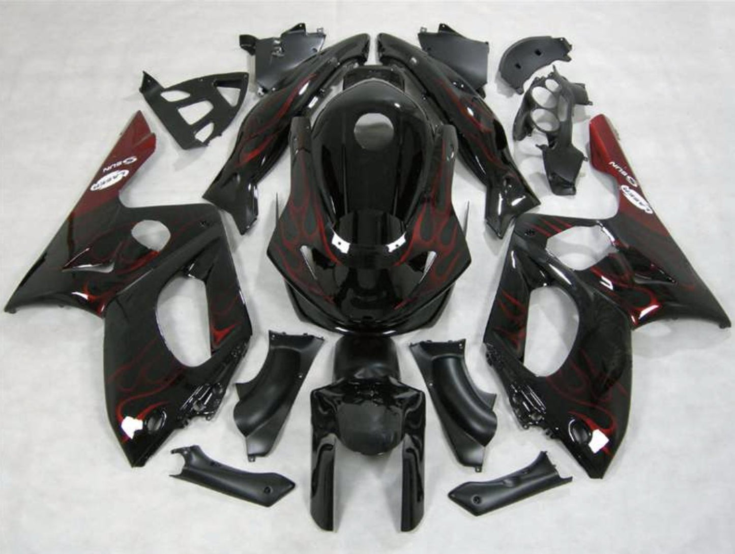 YAMAHA YZF600R (1998-2007) BLACK & RED FLAME FAIRINGS