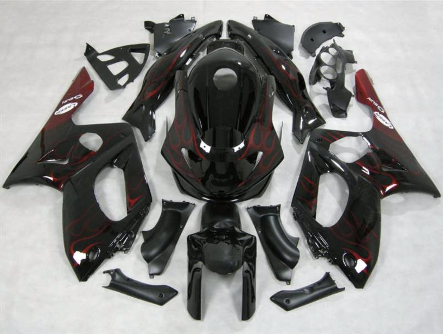 YAMAHA YZF600R (1998-2007) BLACK & RED FLAME FAIRINGS