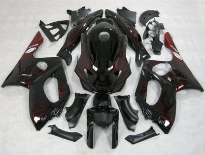 YAMAHA YZF600R (1998-2007) BLACK & RED FLAME FAIRINGS