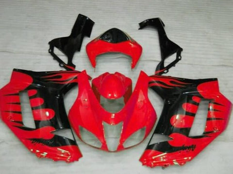 Fairing kit for a Kawasaki Ninja ZX6R 636 (2007-2008) Red & Black Flames