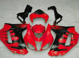 Red and Black Flame Fairing Kit for a 2007 & 2008 Kawasaki Ninja ZX-6R 636 motorcycle.