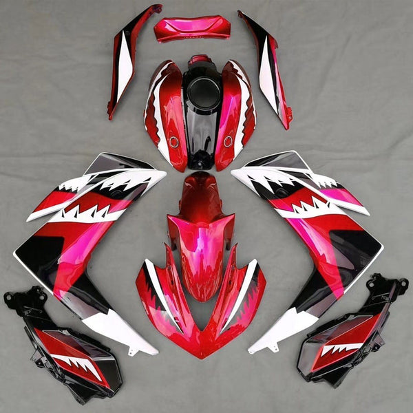 Yamaha YZF-R3 (2015-2018) Red, White & Black Shark Teeth Fairings