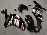 Black, Silver and Red Fairing Kit for a 2007 & 2008 Kawasaki Ninja ZX-6R 636 motorcycle