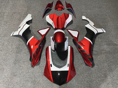 Yamaha YZF-R1 (2020-2023) Red, White & Faux Carbon Fiber Fairings at KingsMotorcycleFairings.com