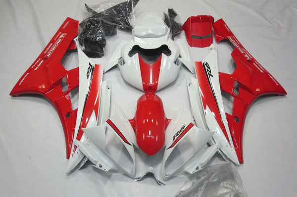 Red and White Fairing Kit for a 2006 & 2007 Yamaha YZF-R6 motorcycle