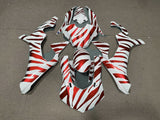 White and Red Zebra Fairing Kit for a 2015, 2016, 2017, 2018 & 2019 Yamaha YZF-R1 motorcycle