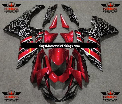 Suzuki GSXR750 (2011-2021) Red, Black & Silver Spider Web Fairings