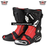 Red & Black Tall Speed Leather Motorcycle Boots at KingsMotorcycleFairings.com