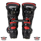 Red & Black Tall Speed Leather Motorcycle Boots at KingsMotorcycleFairings.com