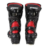Red & Black Tall Speed Leather Motorcycle Boots at KingsMotorcycleFairings.com