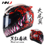 The Red and Black Venom HNJ Full-Face Motorcycle Helmet is brought to you by Kings Motorcycle Fairings