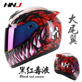 The Red and Black Venom HNJ Full-Face Motorcycle Helmet is brought to you by Kings Motorcycle Fairings