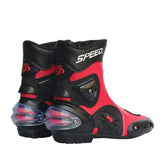 Red, Black & White Speed Leather Motorcycle Mid Boots at KingsMotorcycleFairings.com