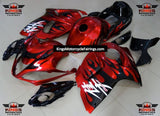 Red, Black and White Flame Fairing Kit for a 2008, 2009, 2010, 2011, 2012, 2013, 2014, 2015, 2016, 2017, 2018 & 2019 Suzuki GSX-R1300 Hayabusa motorcycle