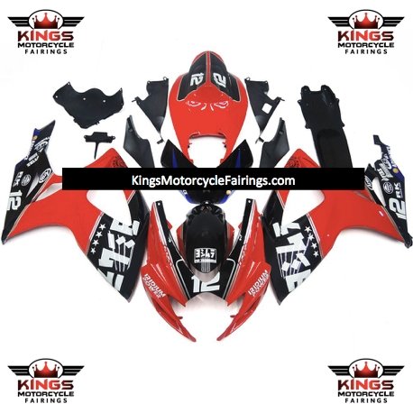 Suzuki GSXR750 (2006-2007) Red, Black & White Iridium Fairings
