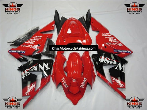 Fairing kit for a Kawasaki ZX10R (2004-2005) Red, Black & White West