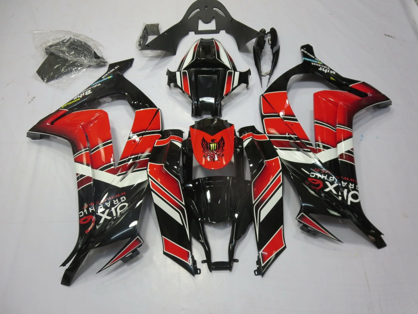 Red, Black and White Fairing Kit for a 2011, 2012, 2013, 2014 & 2015 Kawasaki Ninja ZX-10R motorcycle
