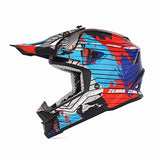 Red, Blue, Gray, Light Blue & Black Stripe Zebra Dirt Bike Motorcycle Helmet - KingsMotorcycleFairings.com