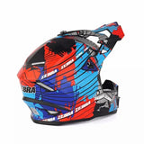 Red, Blue, Gray, Light Blue & Black Stripe Zebra Dirt Bike Motorcycle Helmet - KingsMotorcycleFairings.com