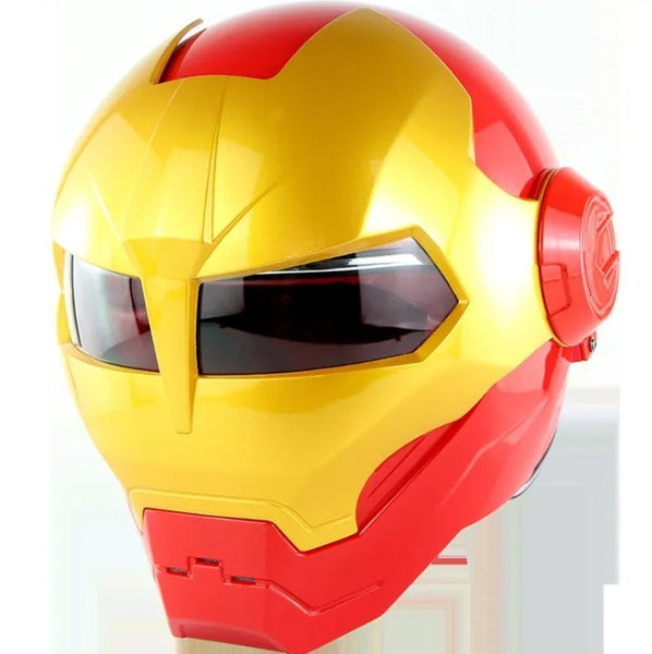 Red and Gold Iron Man Full Face Modular Motorcycle Helmet is brought to you by KingsMotorcycleFairings.com