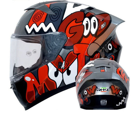 Red, Gray & White Good Mood Motorcycle Helmet at KingsMotorcycleFairings.com