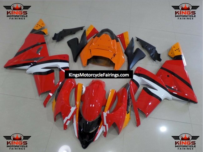 Fairing kit for a Kawasaki ZX10R (2004-2005) Orange, Red, Black & White