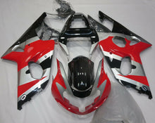 Red, Silver and Black Fairing Kit for a 2000, 2001 & 2002 Suzuki GSX-R1000 motorcycle