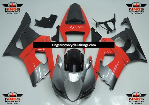 Silver, Red and Black Fairing Kit for a 2003 & 2004 Suzuki GSX-R1000 motorcycle