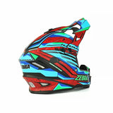 Red, Turquoise Blue, Green, Black & Blue Zebra Dirt Bike Motorcycle Helmet- KingsMotorcycleFairings.com