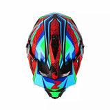 Red, Turquoise Blue, Green, Black & Blue Zebra Dirt Bike Motorcycle Helmet- KingsMotorcycleFairings.com
