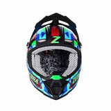 Red, Turquoise Blue, Green, Black & Blue Zebra Dirt Bike Motorcycle Helmet- KingsMotorcycleFairings.com