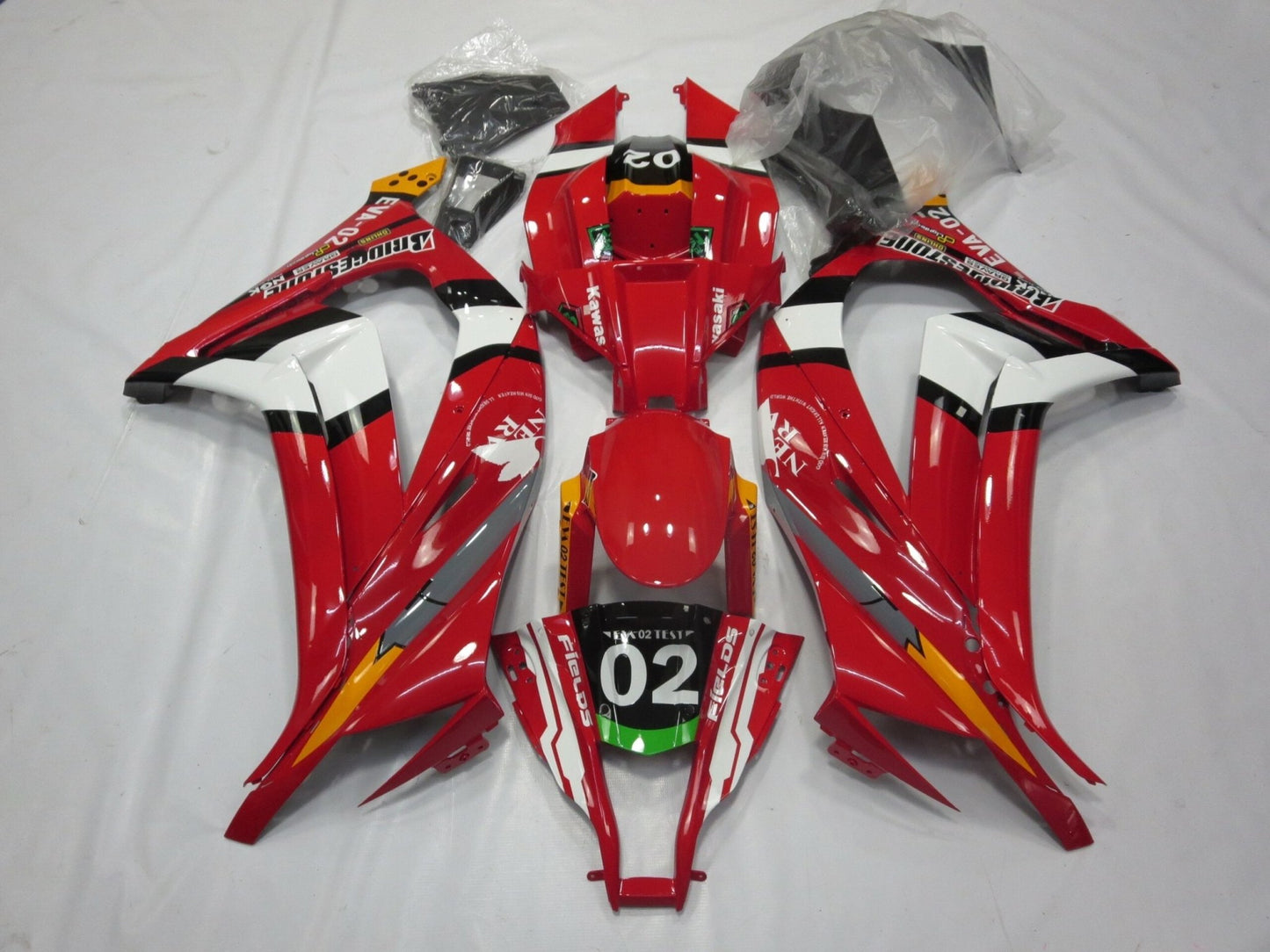 Red, White, Black and Orange Fairing Kit for a 2011, 2012, 2013, 2014 & 2015 Kawasaki Ninja ZX-10R motorcycle