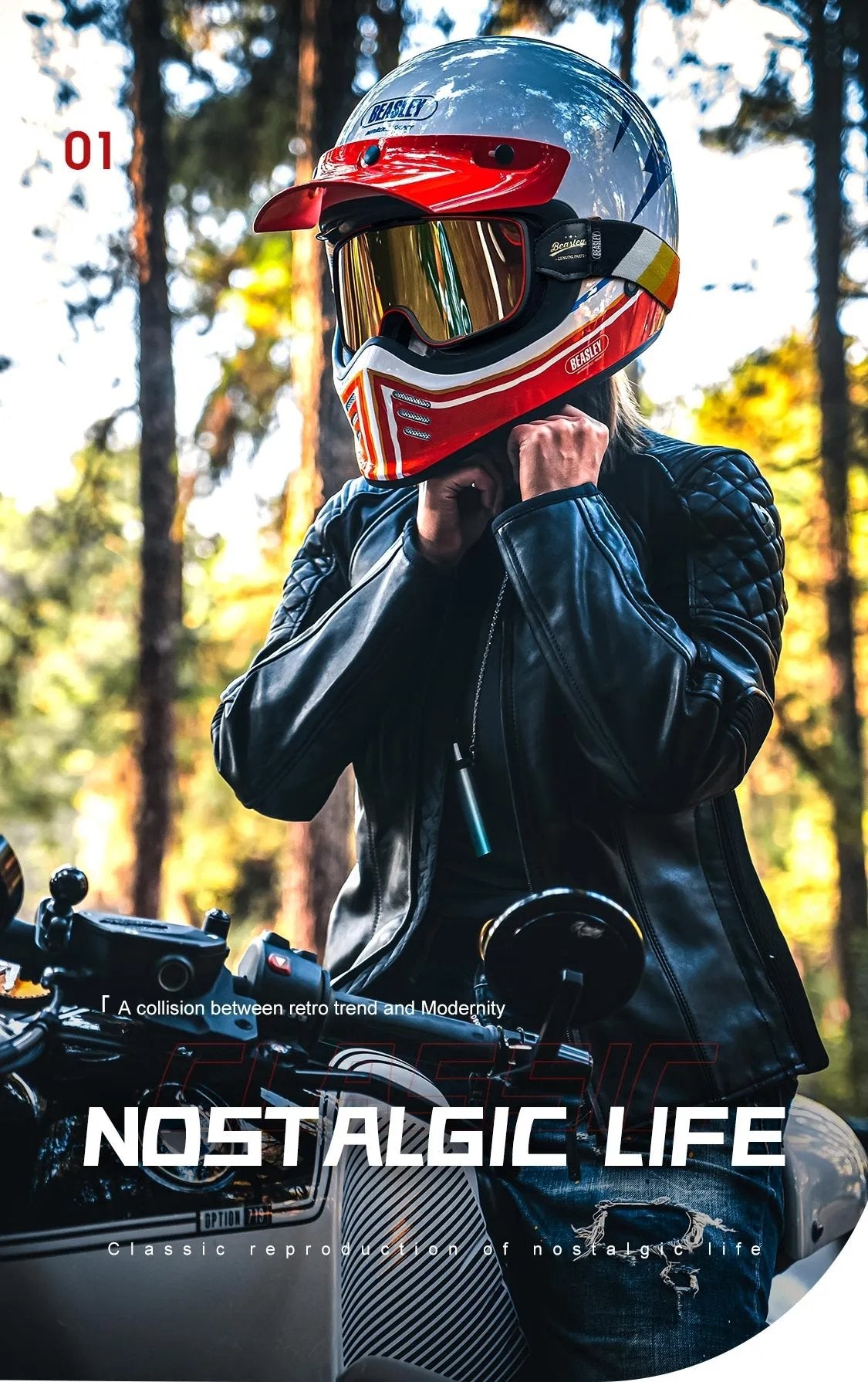 Red, White & Blue Lightning Beasley Open-Face Motorcycle Helmet is brought to you by KingsMotorcycleFairings.com