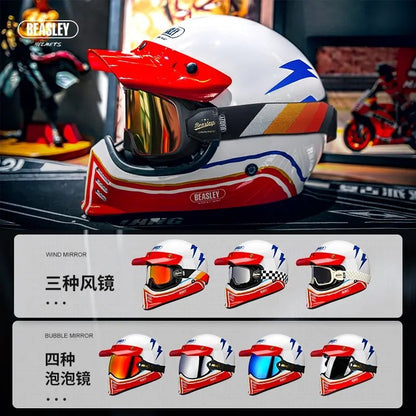 Red, White & Blue Lightning Beasley Open-Face Motorcycle Helmet is brought to you by KingsMotorcycleFairings.com