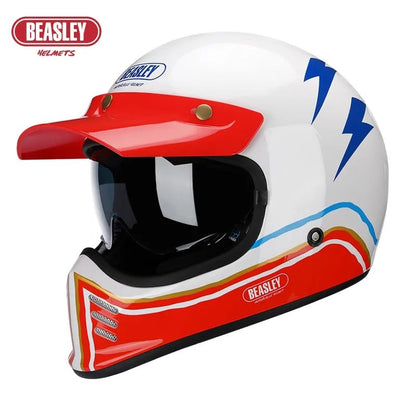 Red, White & Blue Lightning Beasley Open-Face Motorcycle Helmet is brought to you by KingsMotorcycleFairings.com