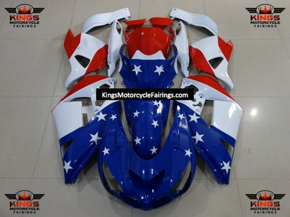 Fairing kit for a Kawasaki Ninja ZX14R (2006-2011) Red, White & Blue American Flag