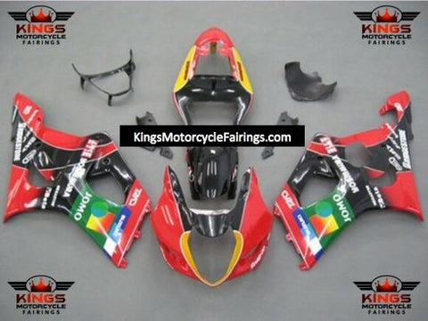 Red and Black JOMO Fairing Kit for a 2003 & 2004 Suzuki GSX-R1000 motorcycle